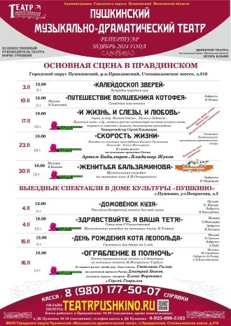 Репертуар ПМДТ на ноябрь 2024 года